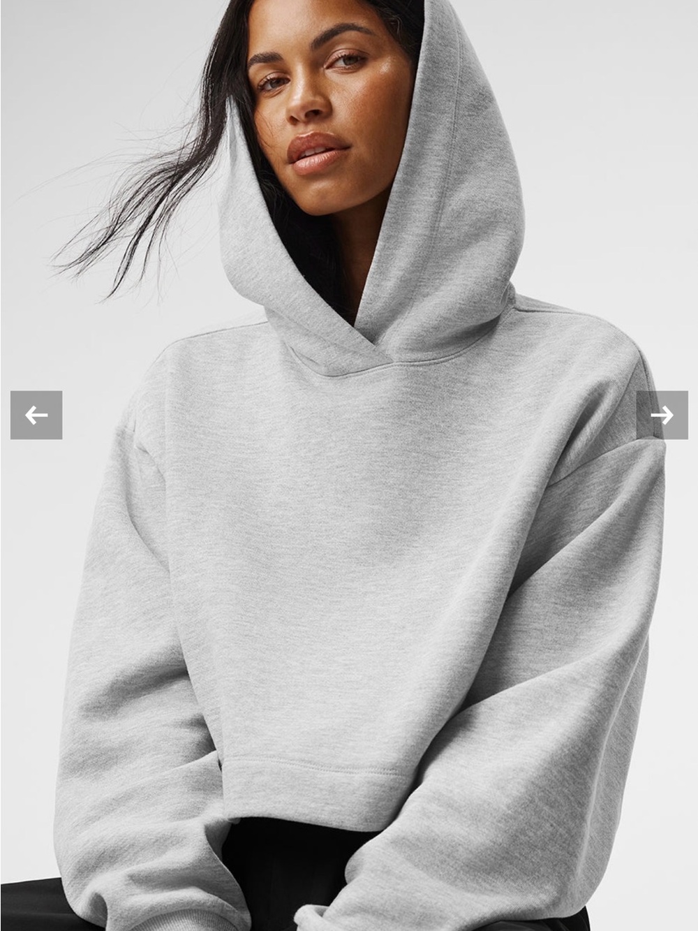ALO Yoga Bae Hoodie Cropped Gray Hooded Sweatshirt - Picture 7 of 9